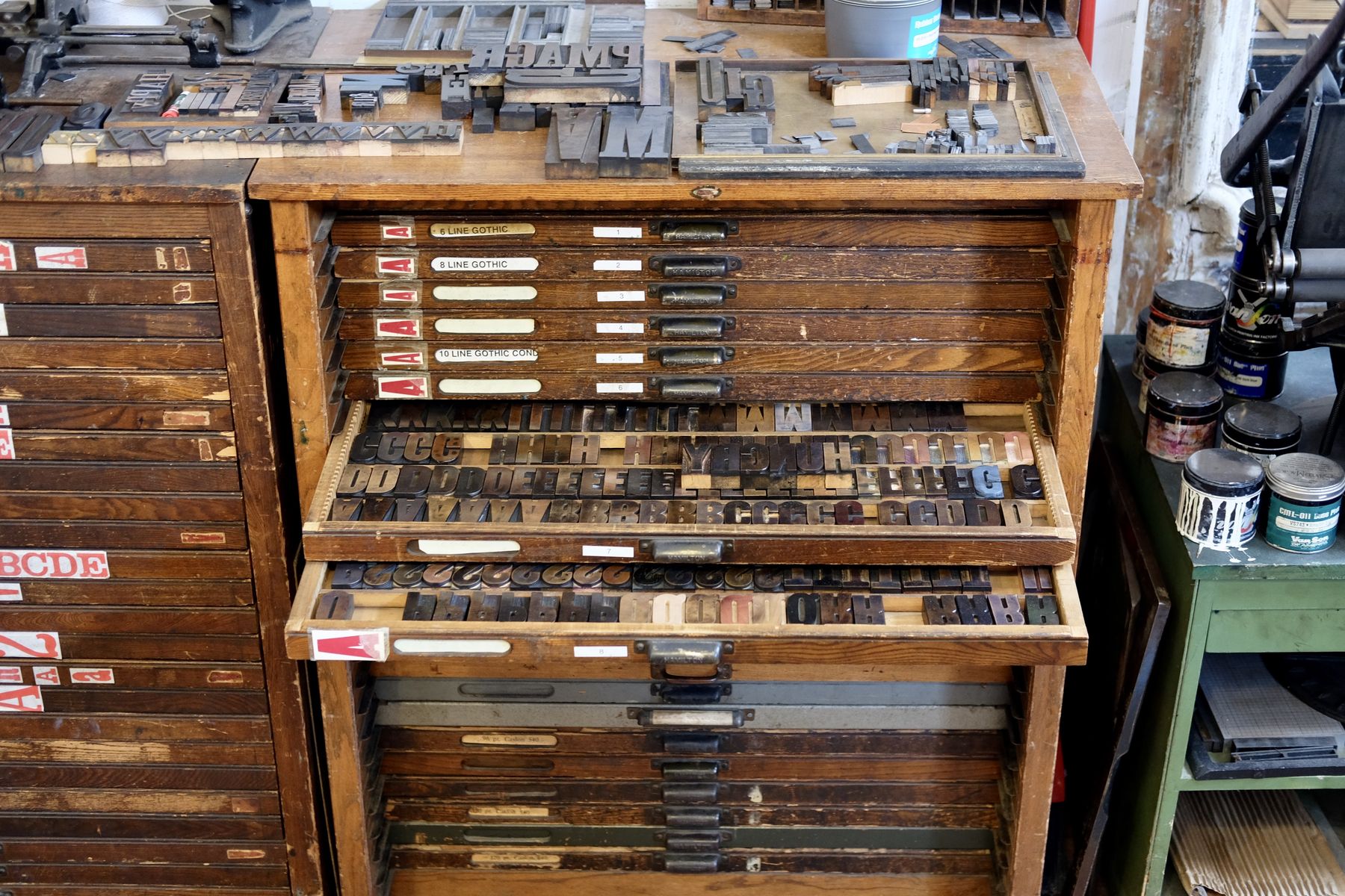 A drawer full of wooden type