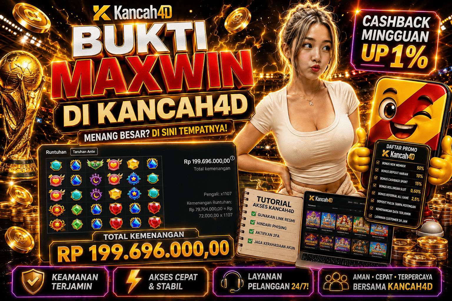Bukti Maxwin KANCAH4D: Kemenangan Besar Rp 199 Juta & Promo Cashback Mingguan
