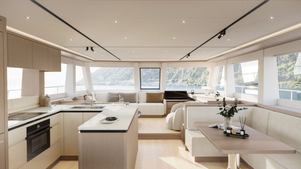ILIAD Catamarans 53F interior salon Baz Yacht Design