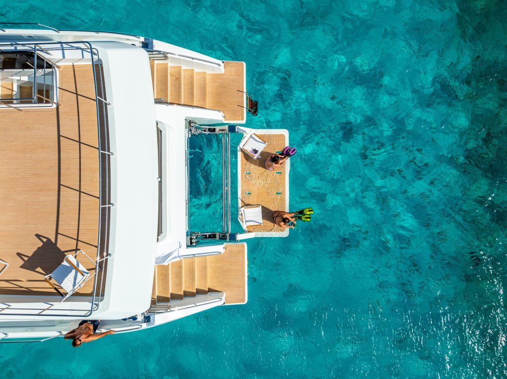 ILIAD Catamarans aft platform snorkelling