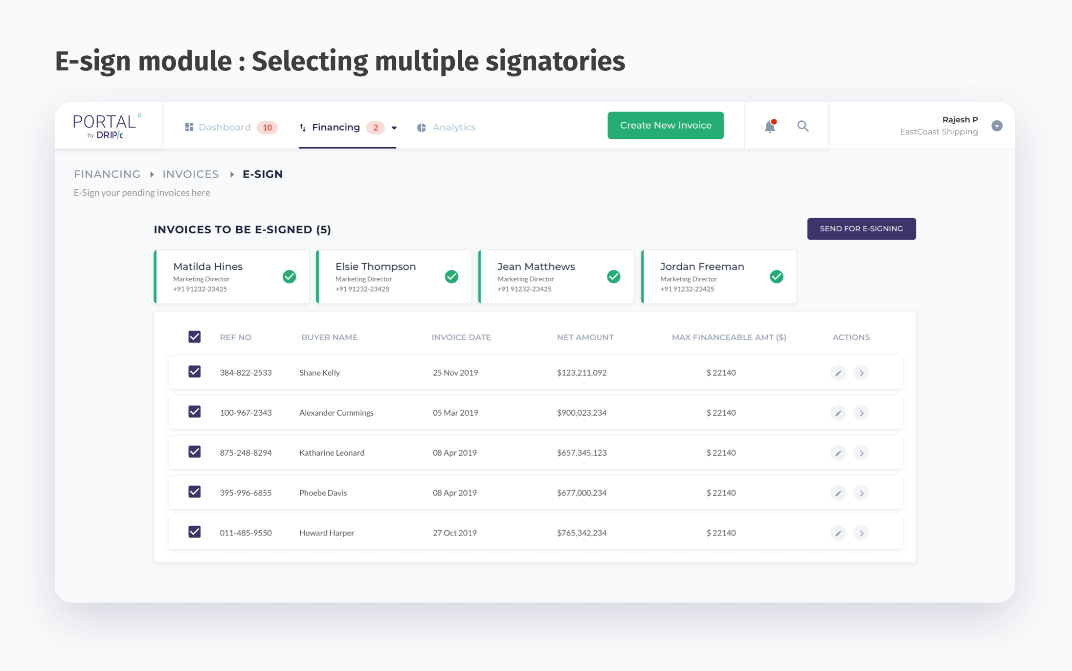Selecting Multiple Signatories