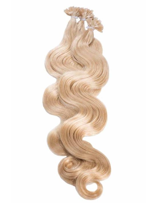 25 Keratin Strähnen Wellige Haarverlängerung Bonding. Haarfarbe:22 Hellblond