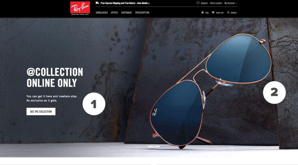 Learn from Ray-Ban on how to design an ecommerce website Ray Ban - Home Page