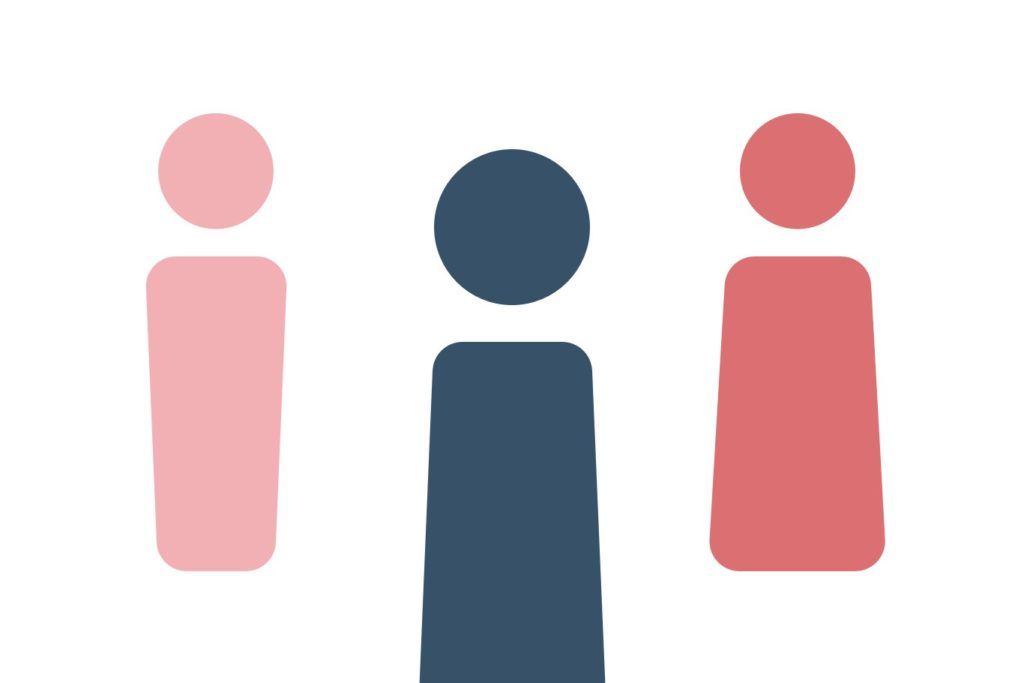Three characters in a line