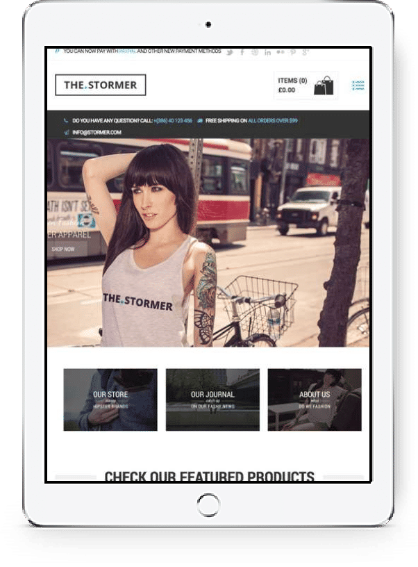 Shopify Ecommerce website tablet