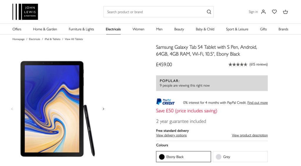 John Lewis product page