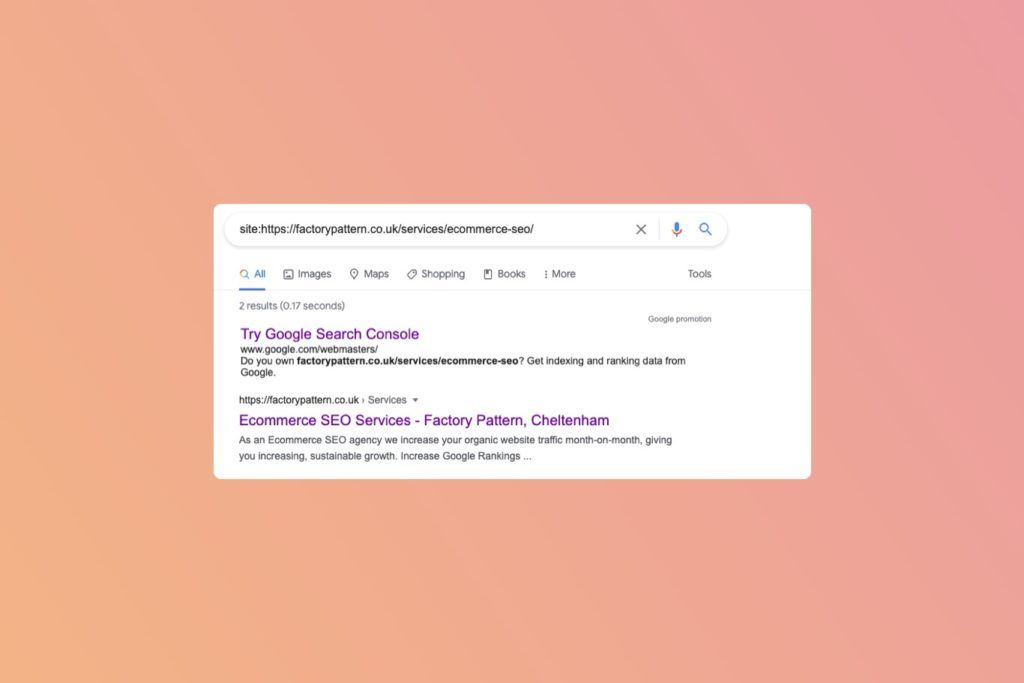 An Ecommerce SEO Audit starts with checking whether your website is indexed.