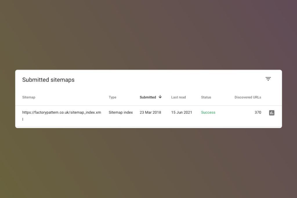 Google's submitted sitemaps page in Search Console