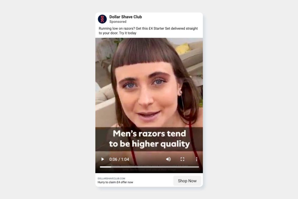 Dollar Shave Club Facebook Ad