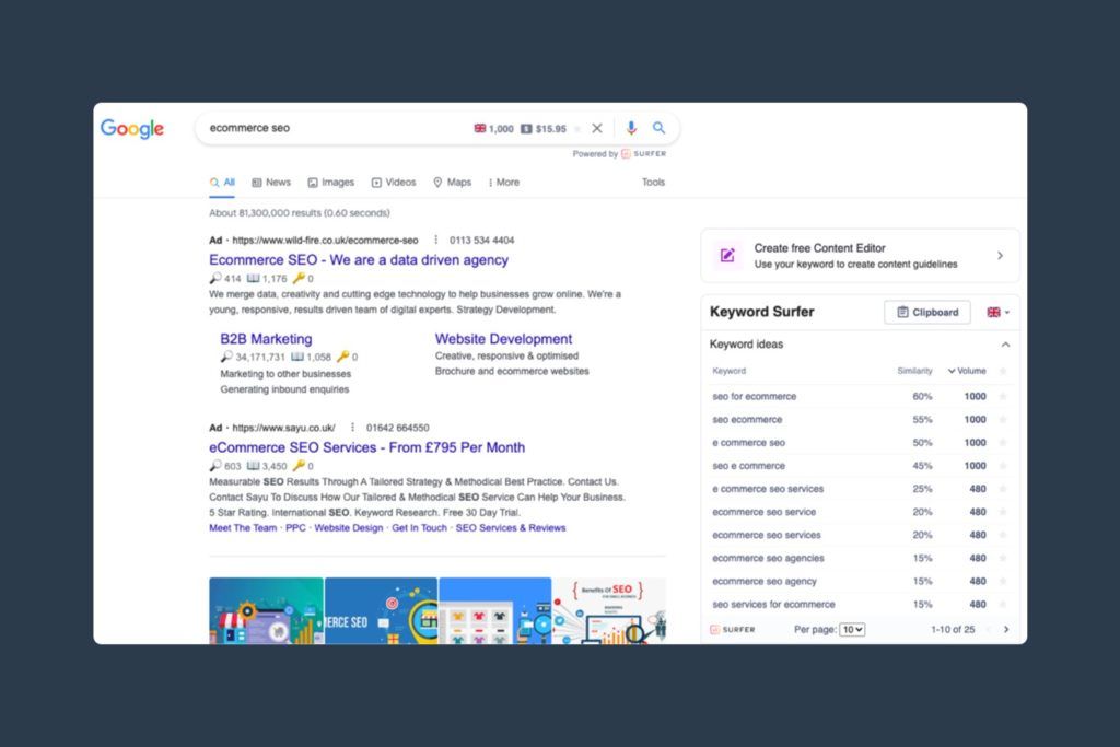 Keyword Surfer free SEO tool