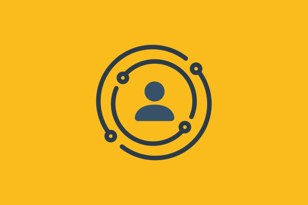 Illustration of a profile icon in 2 circle outlines