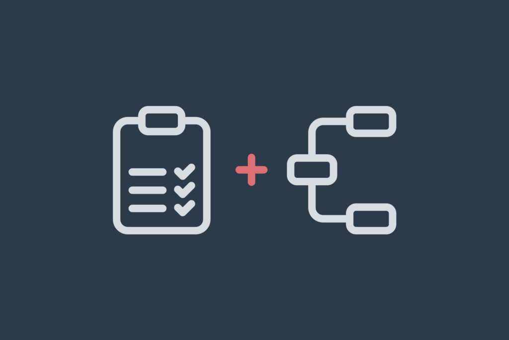 Illustration of a clipboard checklist and a flow chart diagram