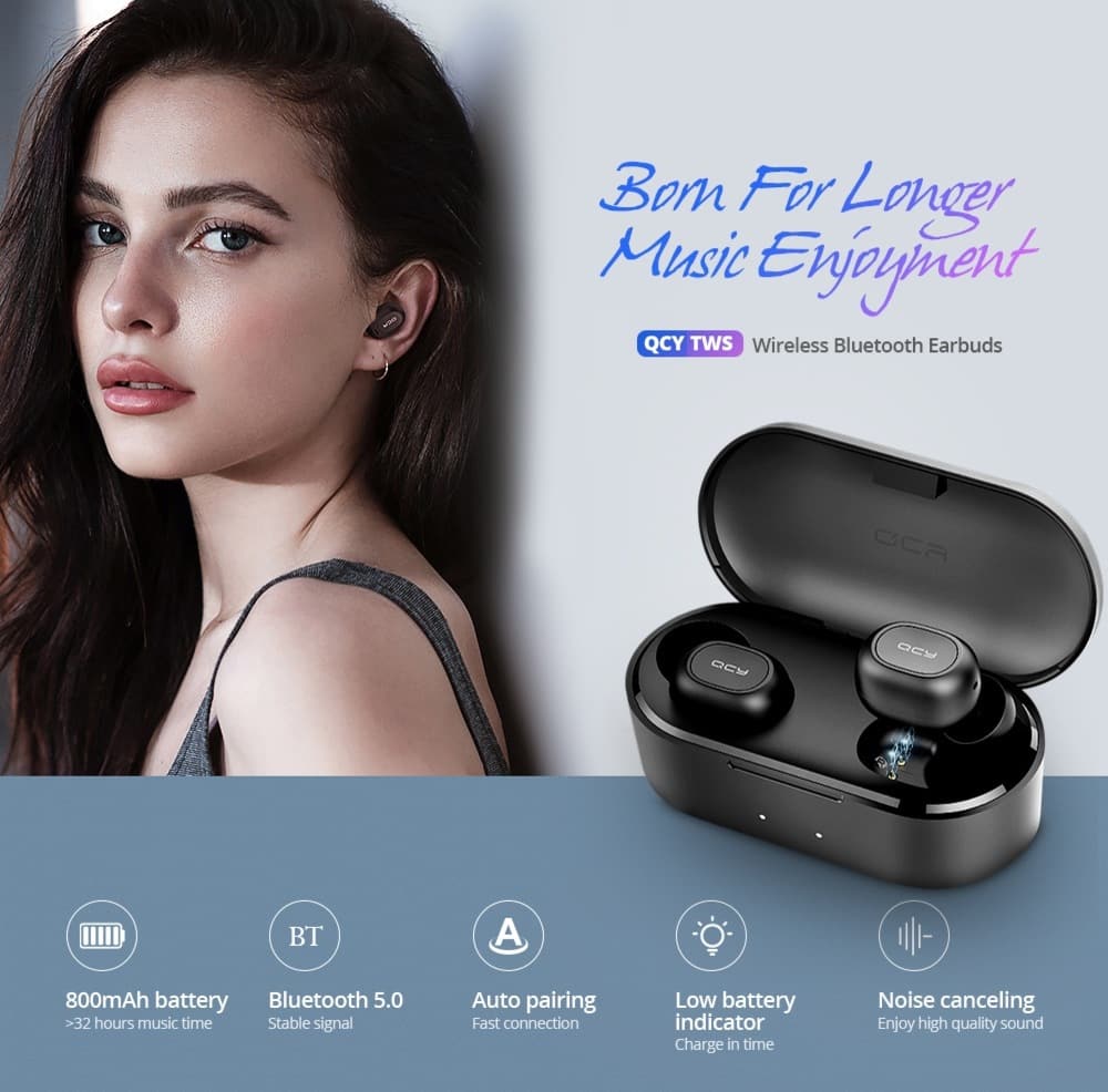 QCY T1S/T2C TWS BT Earphones Binaural 