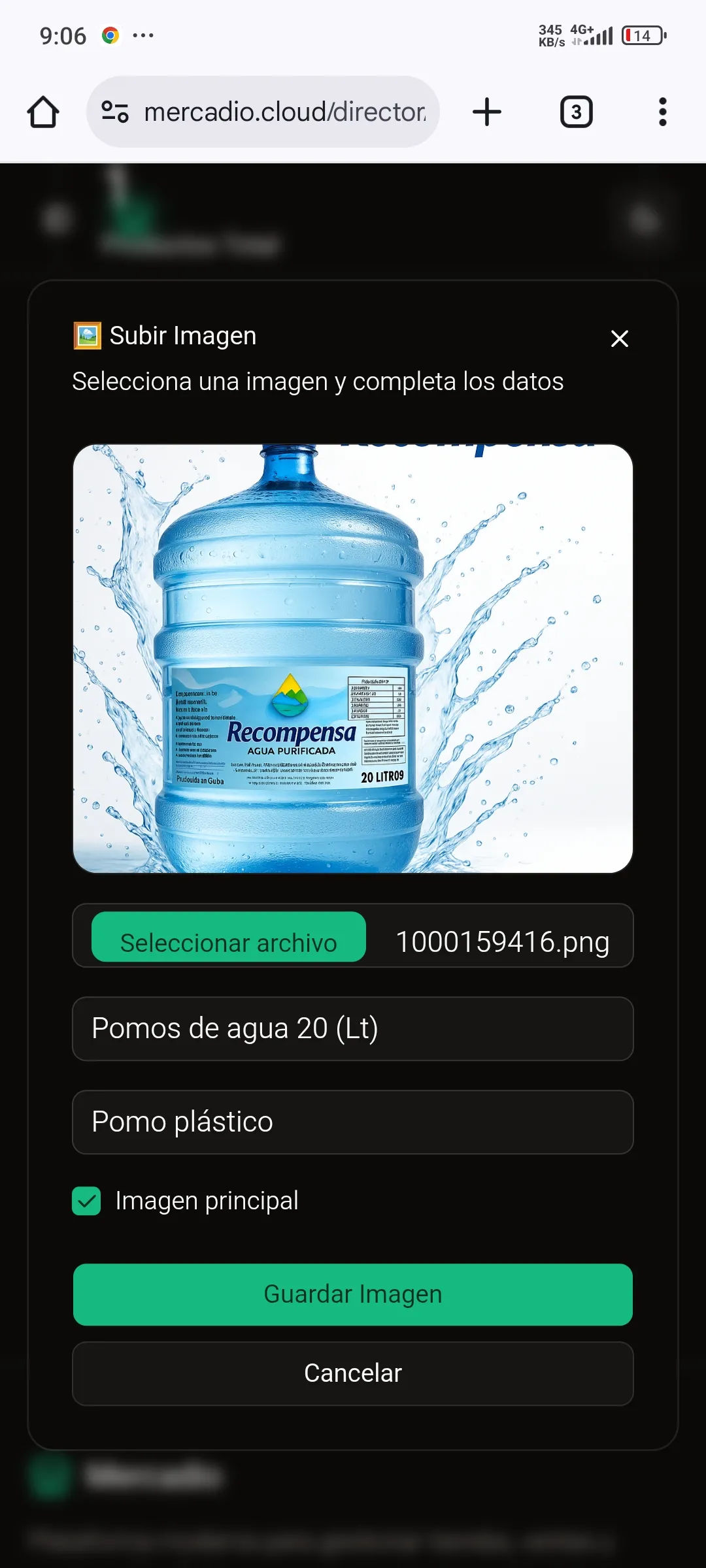 Pomos de agua 20 (Lt)