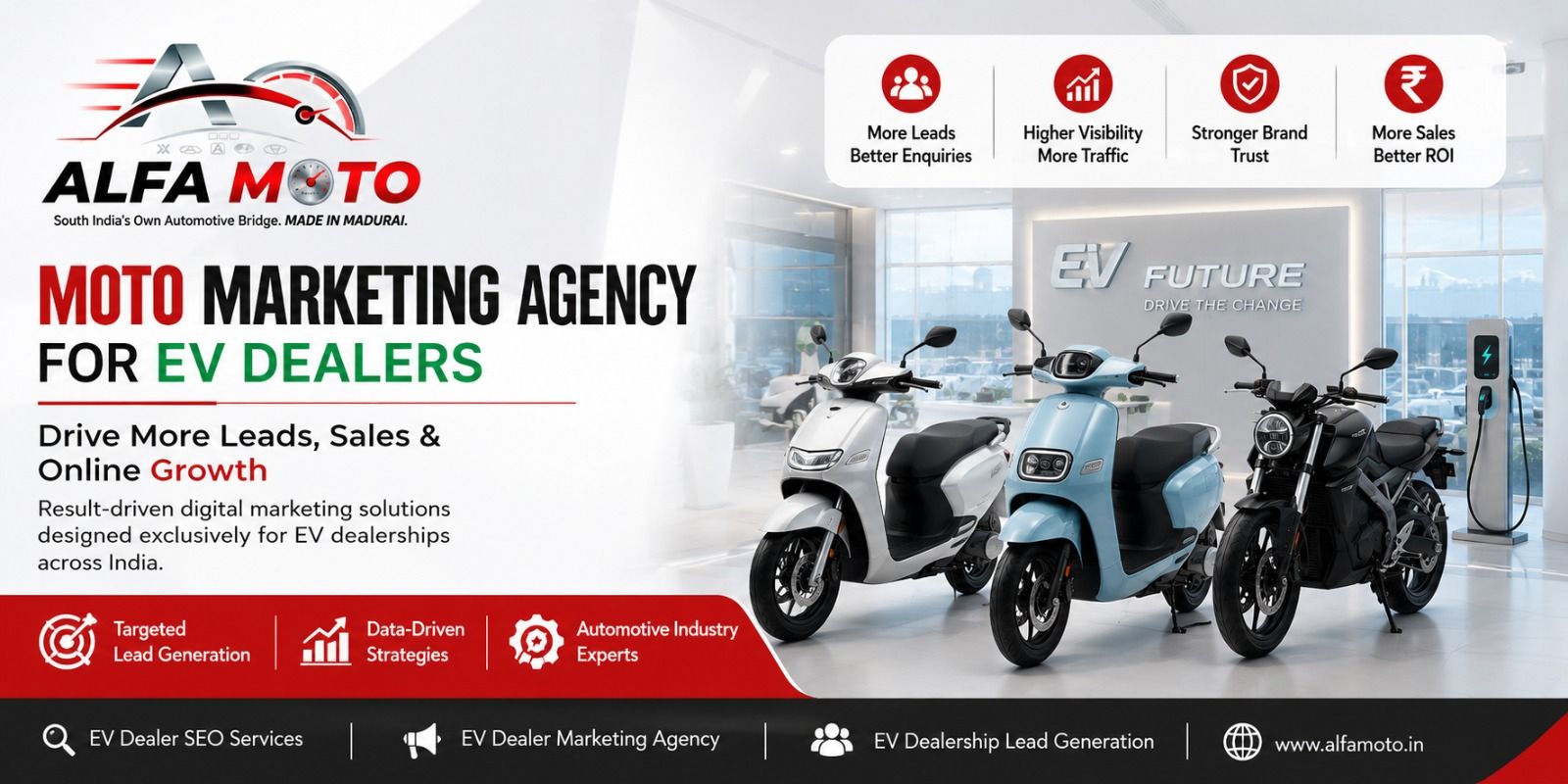 Moto Marketing Agency for EV Dealers Drive More Leads & Sales Online Growth | Alfamoto