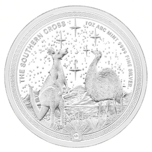 This image shows the reverse of the 1oz ABC Southern Cross Silver Coin