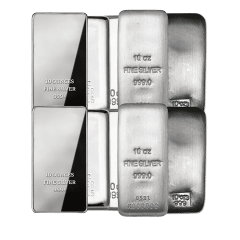 Vaults Choice selection of 10 x 10oz silver bars