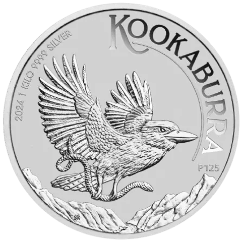 This image shows the reverse of the 2024 1kg Kookaburra Silver Coin