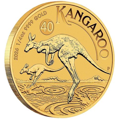 This image shows the side reverse of the 1/4oz Kangaroo Gold Coin