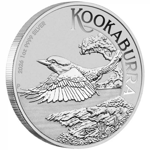 This image shows the Side Reverse 2026 1oz Kookaburra Silver Coin