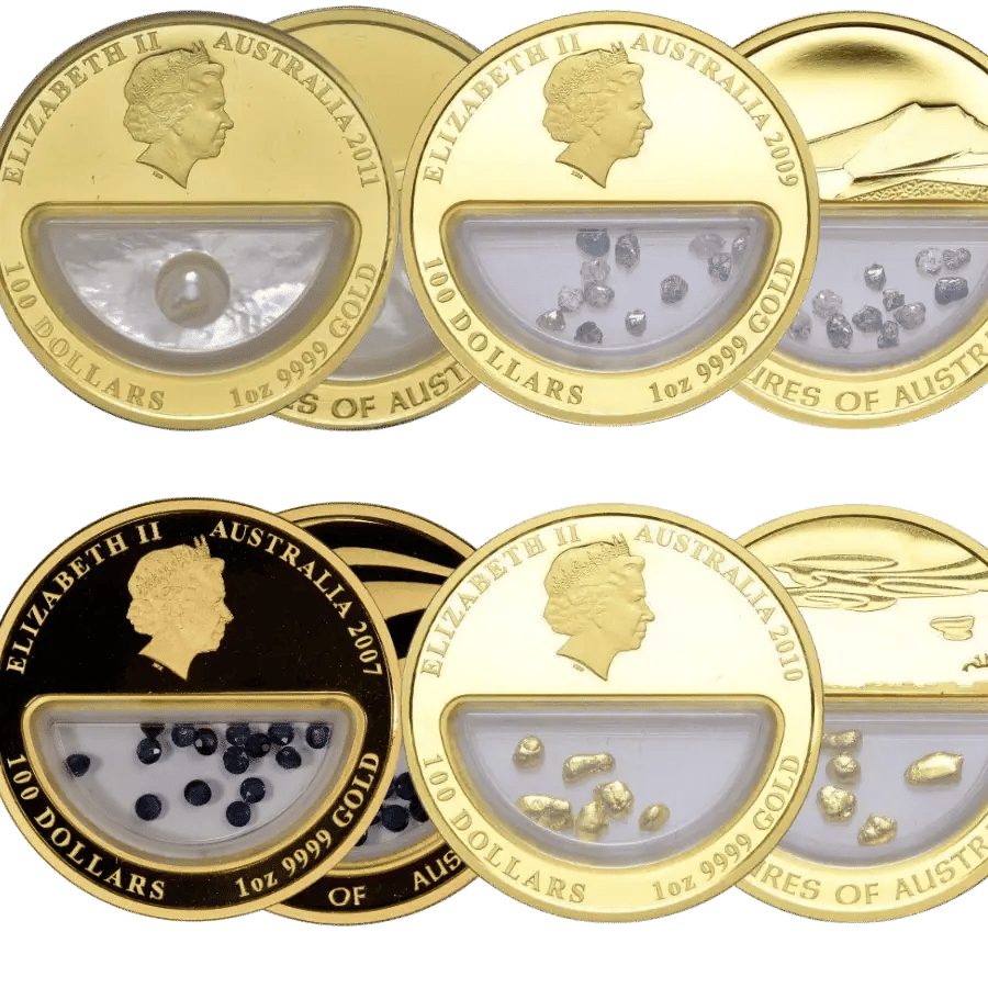 2007-2009-2011-4-x-1oz-treasures-of-australia-gold-proof-incomplete-coin-collection-coin-display-cases-only-1