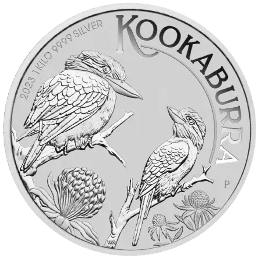 This image shows the reverse of the 2023 1kg Kookaburra Silver Coin