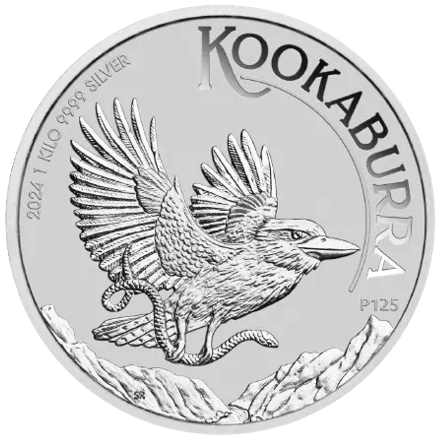This image shows the reverse of the 2024 1kg Kookaburra Silver Coin