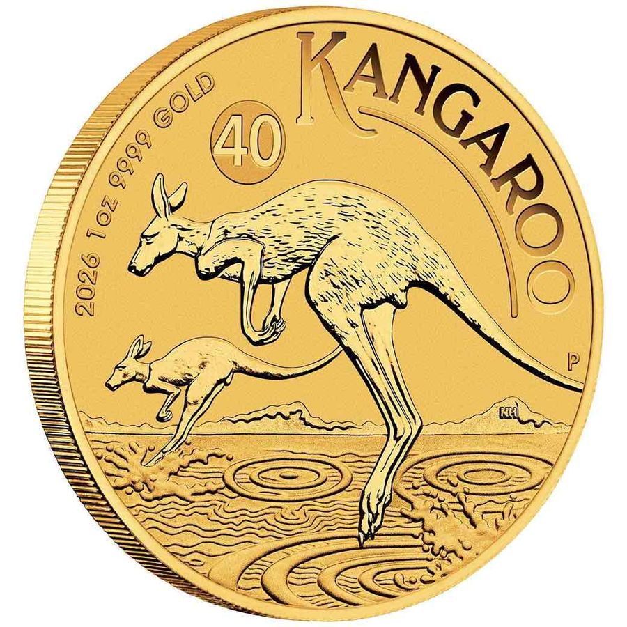 This image shows the 2026 1oz Kangaroo Gold Coin Side Reverse