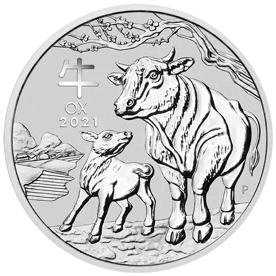This is an image of the 2oz Lunar Ox Silver Coin