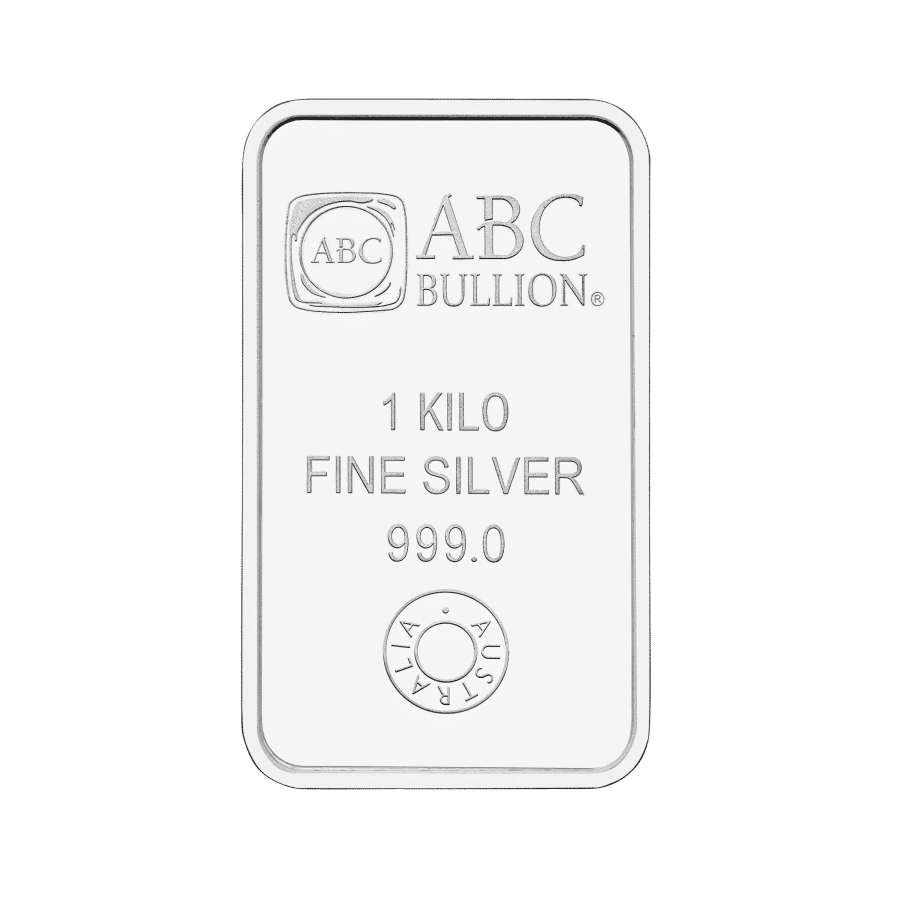 This image shows the 1kg Eureka Silver Minted Bar