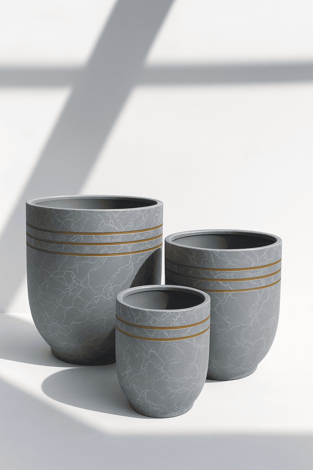 Serene Grey Marble Effect Planter Set