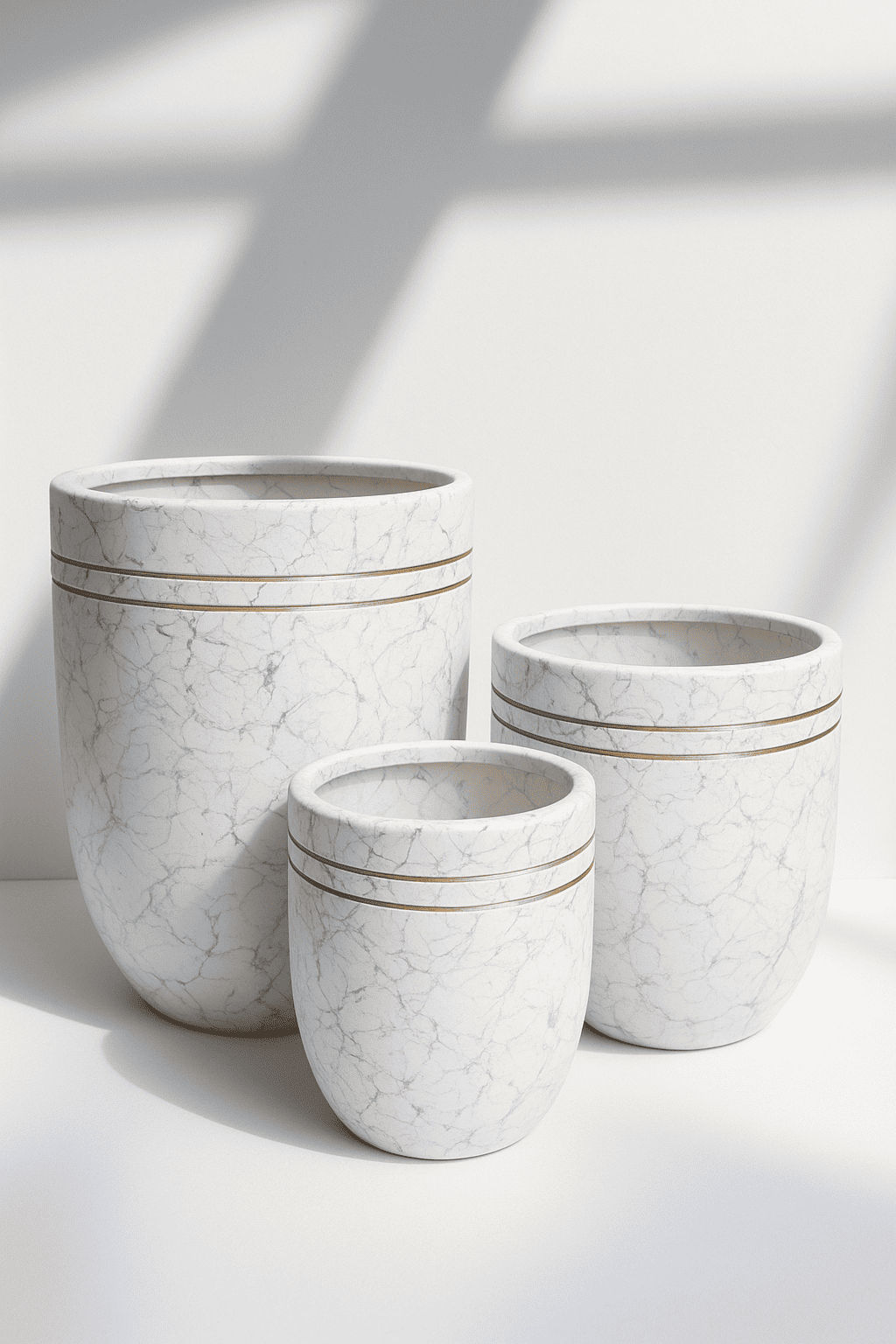 White Marble Effect Planter Set
