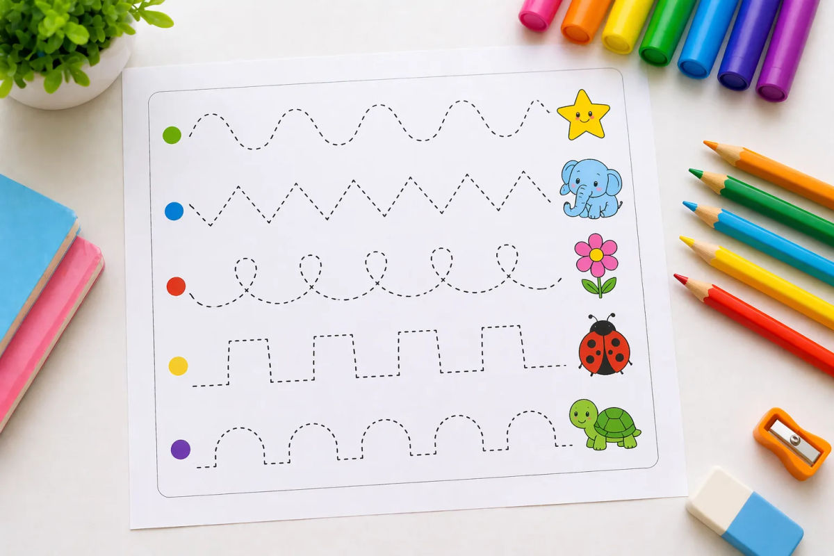 line tracing worksheets for kids