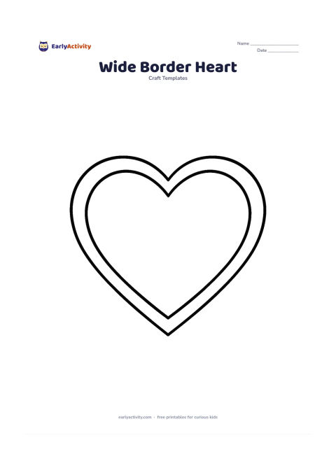 Worksheet: Draw a large heart-shaped stencil with a thick outer outline and a second inner outline, creating a wide blank border. Keep the centre empty and uncluttered.