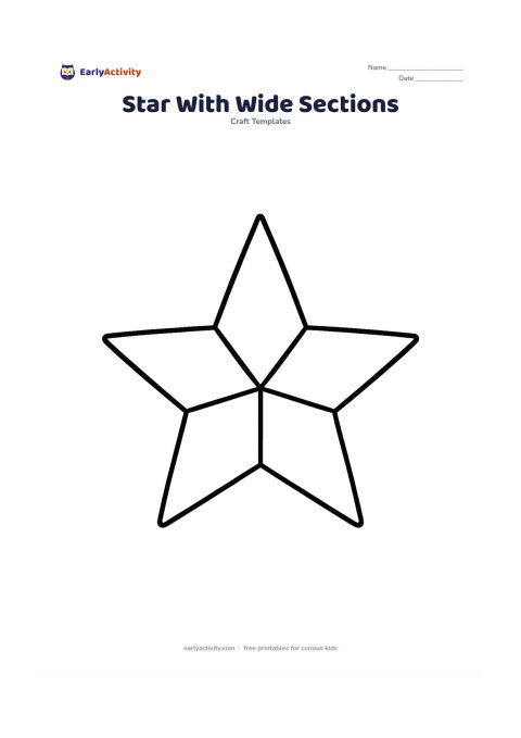 Worksheet: Draw one large five-point star divided into five broad wedge-shaped sections by lines from the centre to the inner corners. The sections should be spacious for colouring in different…