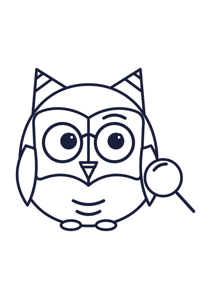 Colouring page: Lumi looks through a magnifying glass. What do you think Lumi has found?