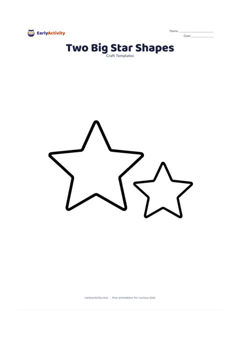 Worksheet: Place two large five-point star outlines side by side, one slightly larger than the other. Leave both interiors empty and the background plain for a simple size comparison activity.