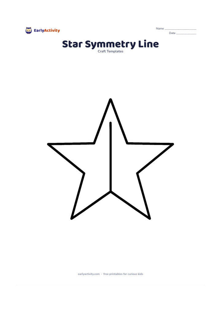 Worksheet: Draw one large, evenly shaped five-point star with a straight vertical centre line running from the top point through the centre to the bottom inner notch. Leave both halves blank for…