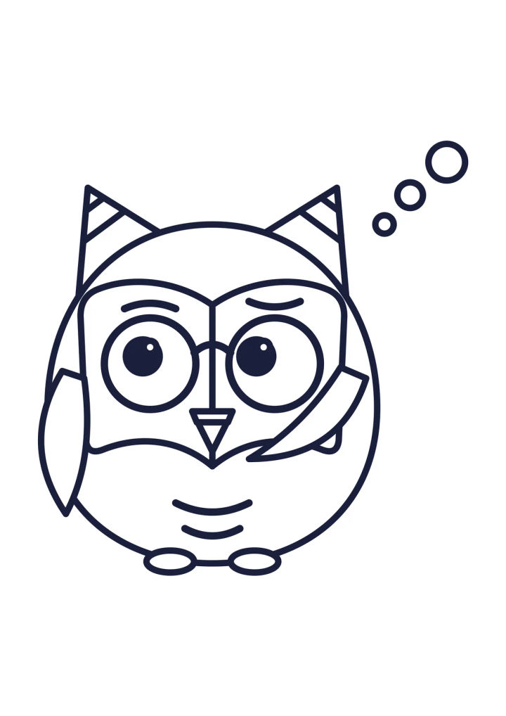 Colouring page: Lumi has a big idea. Add your own idea in the thought bubbles!