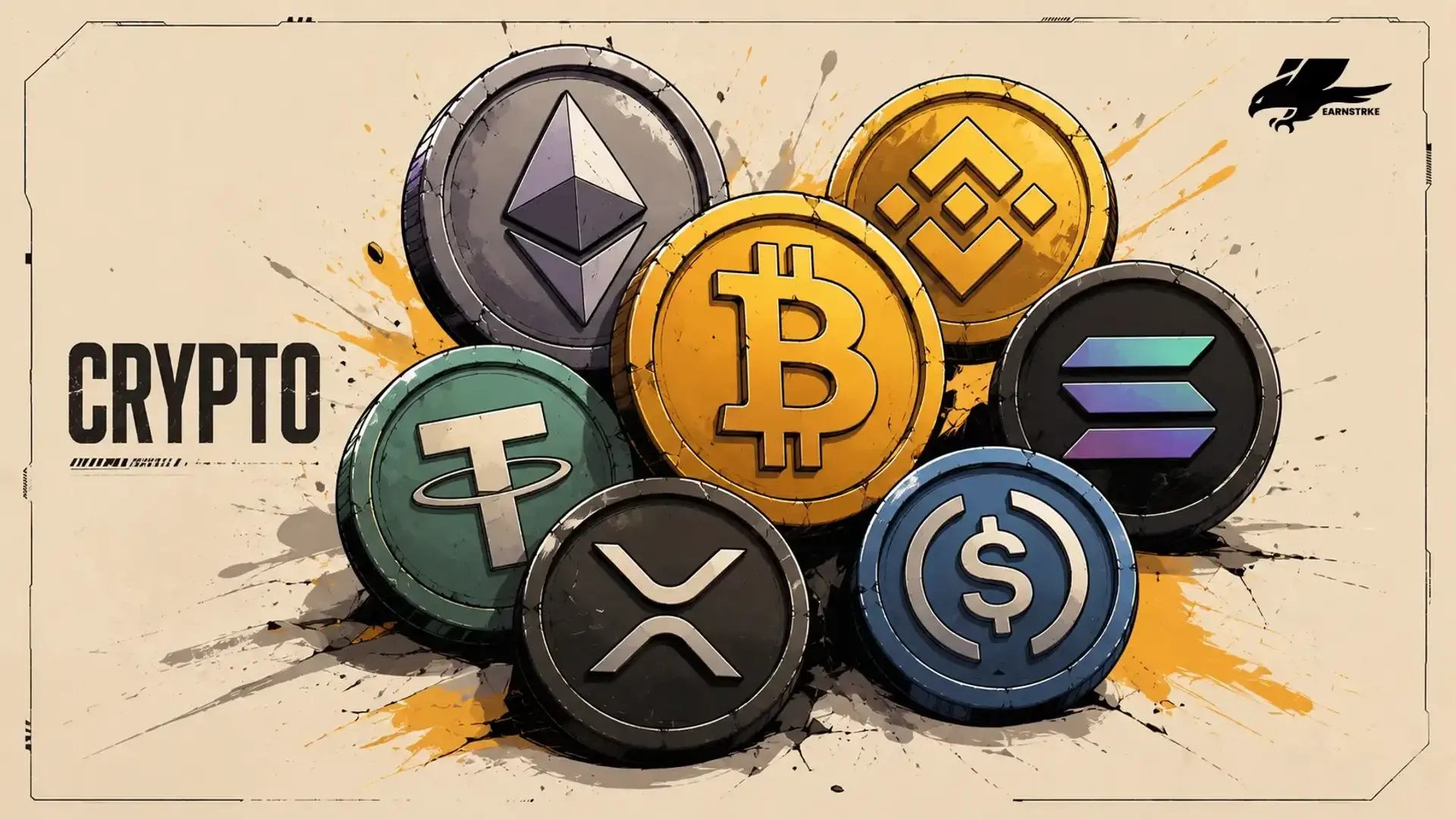 Popular cryptocurrency coins like Bitcoin, Ethereum, and Solana for crypto market investing.
