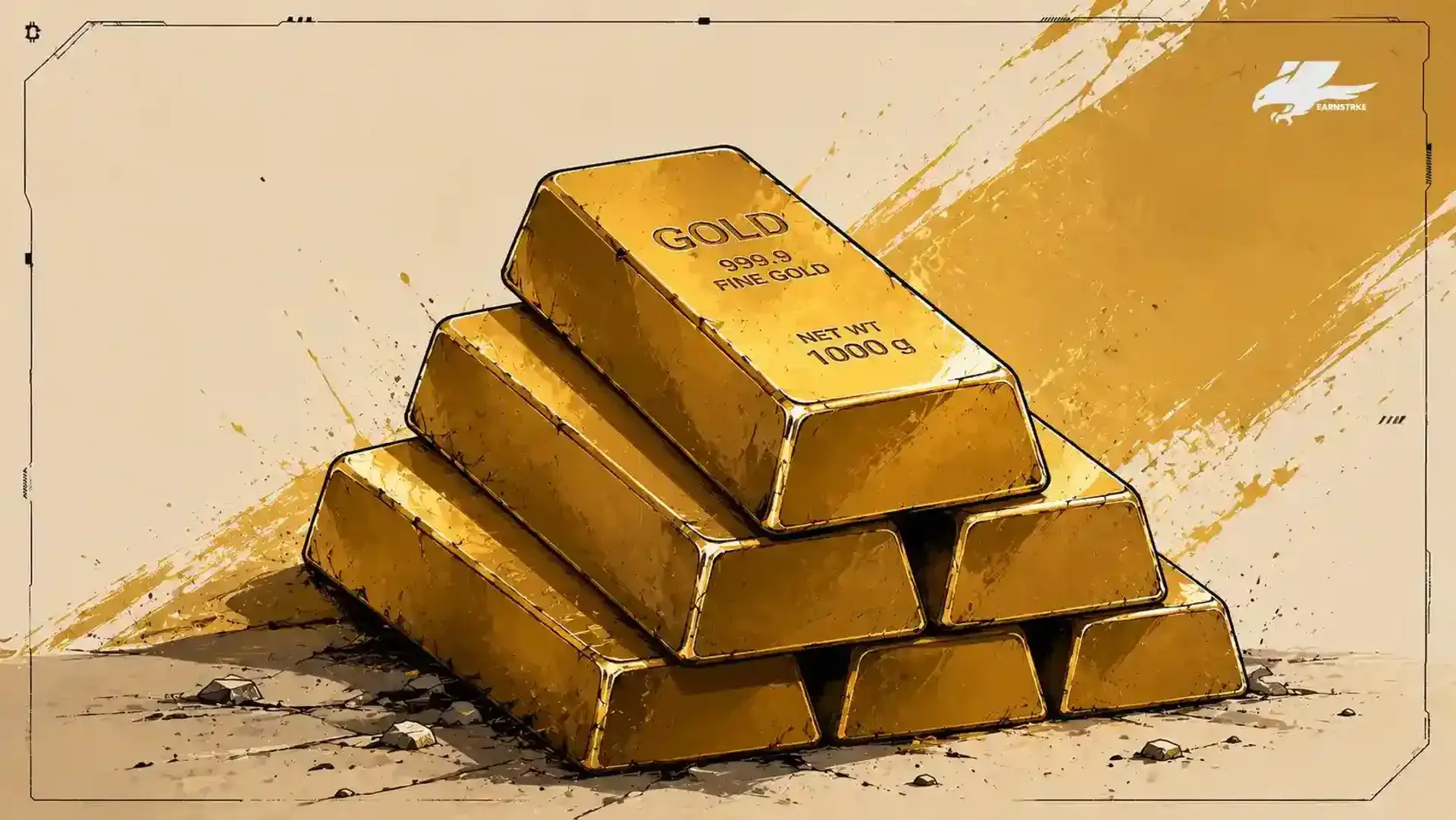 Stack of gold bullion bars illustration for investment.