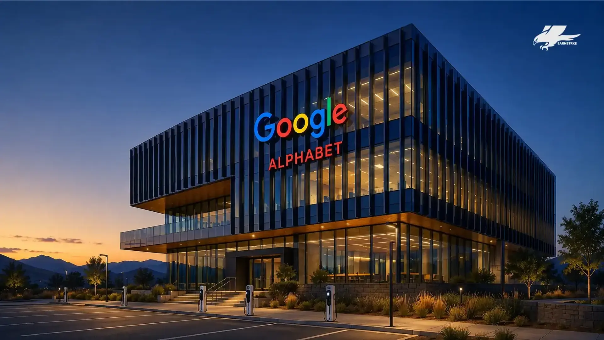 Google corporate building exterior representing Alphabet's massive AI infrastructure investments.