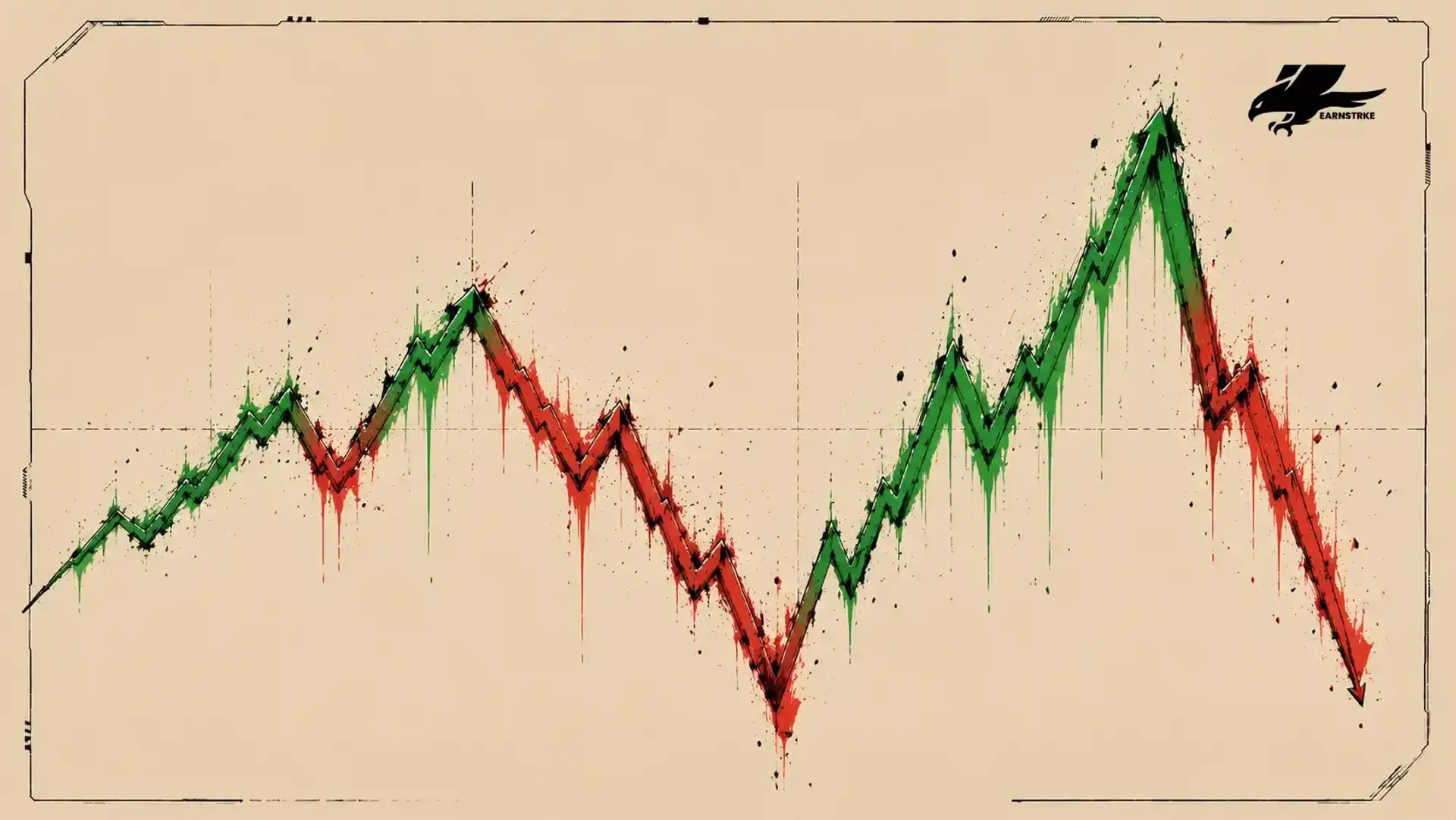 Earnstrike stylized financial volatility line chart.