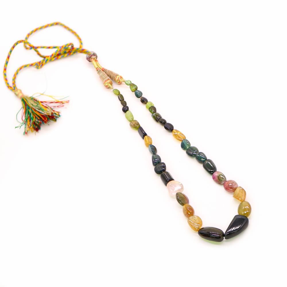Multi Tourmaline Smooth Tumble / Nugget Beaded Necklace