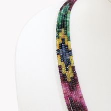 Emerald Ruby Multi Sapphire 3.20mm to 4.80mm Rondelle Faceted Beaded Necklace
