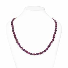 Ruby 9x7mm Oval Smooth Beaded Necklace