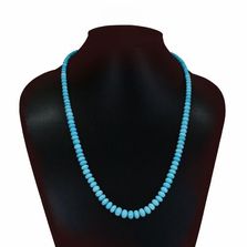 Turquoise (Arizona Natural) 3mm to 9mm Smooth Rondelle Beads Necklace (22 Inch)