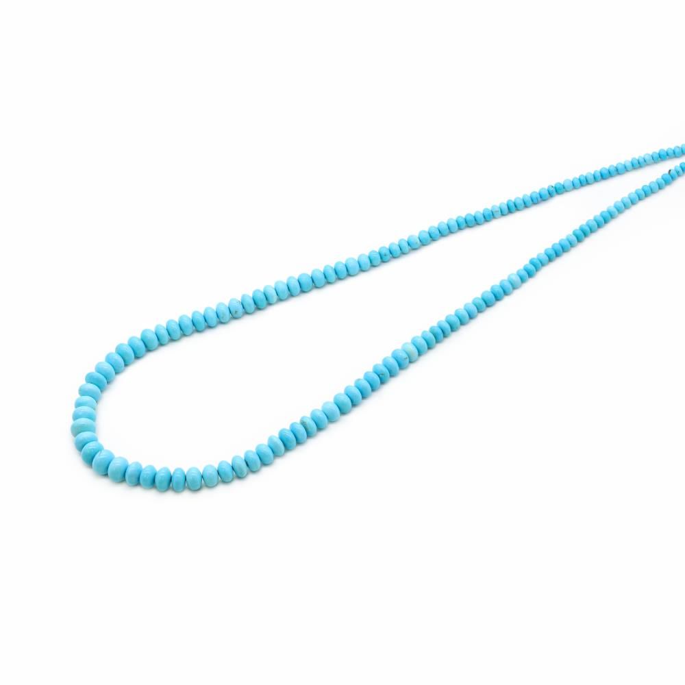 Turquoise (Arizona Natural) 3mm to 9mm Smooth Rondelle Beads Necklace (22 Inch)
