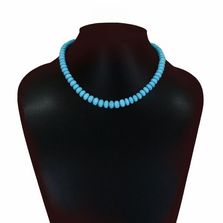 Turquoise (Arizona Natural) 4mm to 9mm Smooth Rondelle Beads Necklace (15 Inch)