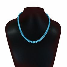 Turquoise (Arizona Natural) 3mm to 9mm Smooth Rondelle Beads Necklace (17 Inch)